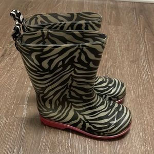 Zebra Print Size 12/13 Toddler Girl Rain Boots